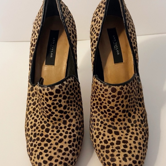 Y2K Ann Taylor Fur Cheetah Print Platform Heels Fall Chic Office Holiday Party - Picture 7 of 13